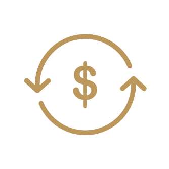 Dollar icon enclosed in two curved arrows forming a circle