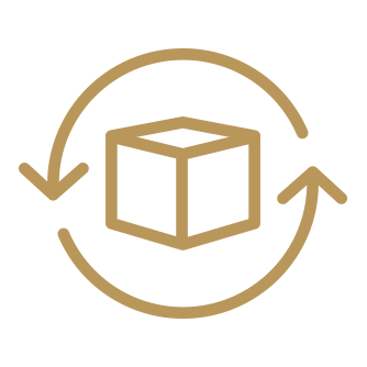 Cube icon enclosed in a circular arrow