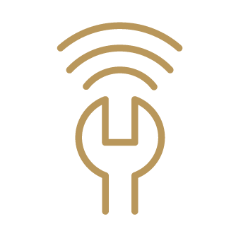 Spanner icon with wifi connection lines above it