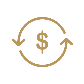 Dollar icon enclosed in two arrows forming a circle