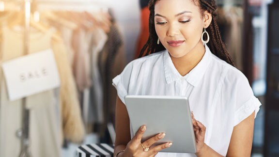 Female browsing in tab